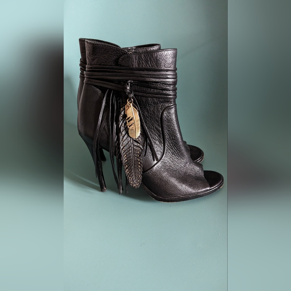Coach black leather booties size US 8